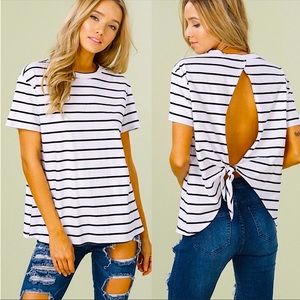 new • bellanblue lizzie’ open back striped tee